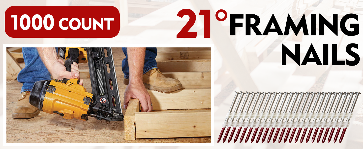 FMhotu 21 Degree Framing Nails 2-3/8