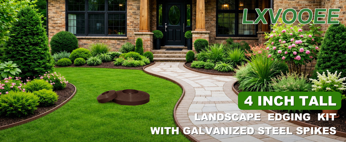 4-Inch Landscape Edging with Metal Spikes, Brown