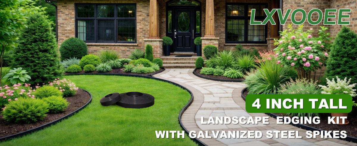4-Inch Landscape Edging with Metal Spikes, Black