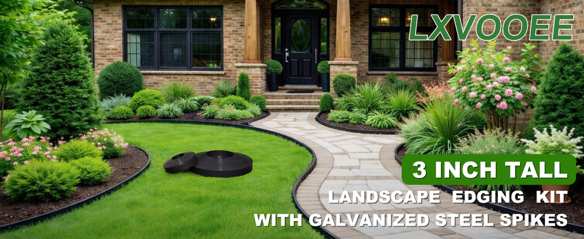 3-Inch Landscape Edging with Metal Spikes, Blck