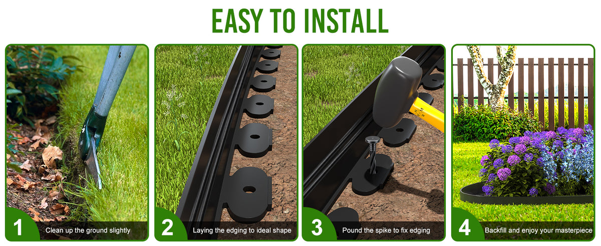 1.5 Inch Landscape Edging, Ribbed Garden Edging, Black