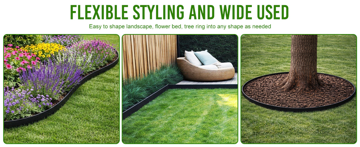 1.5 Inch Landscape Edging, Ribbed Garden Edging, Black