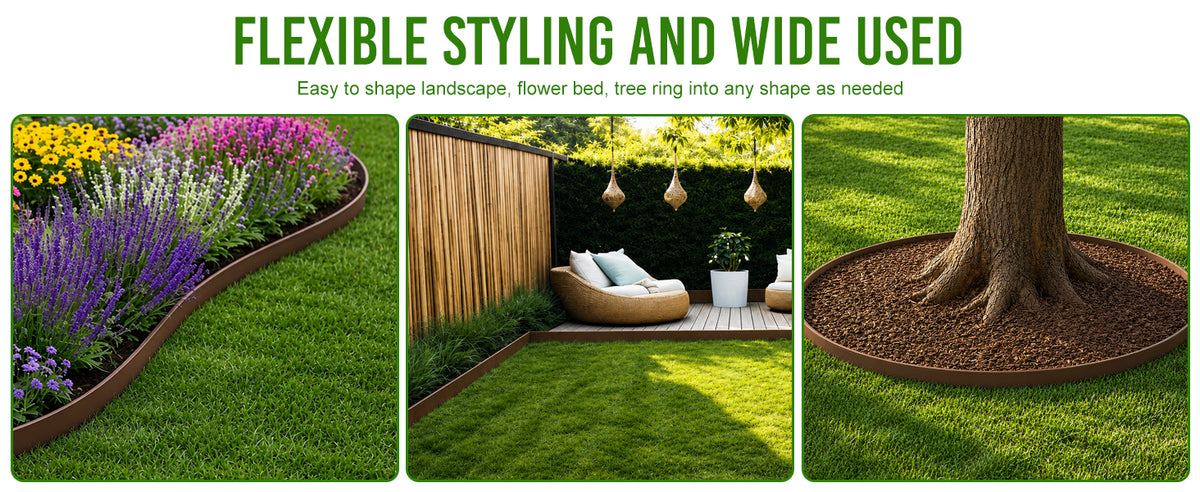 4-Inch Landscape Edging with Metal Spikes, Brown