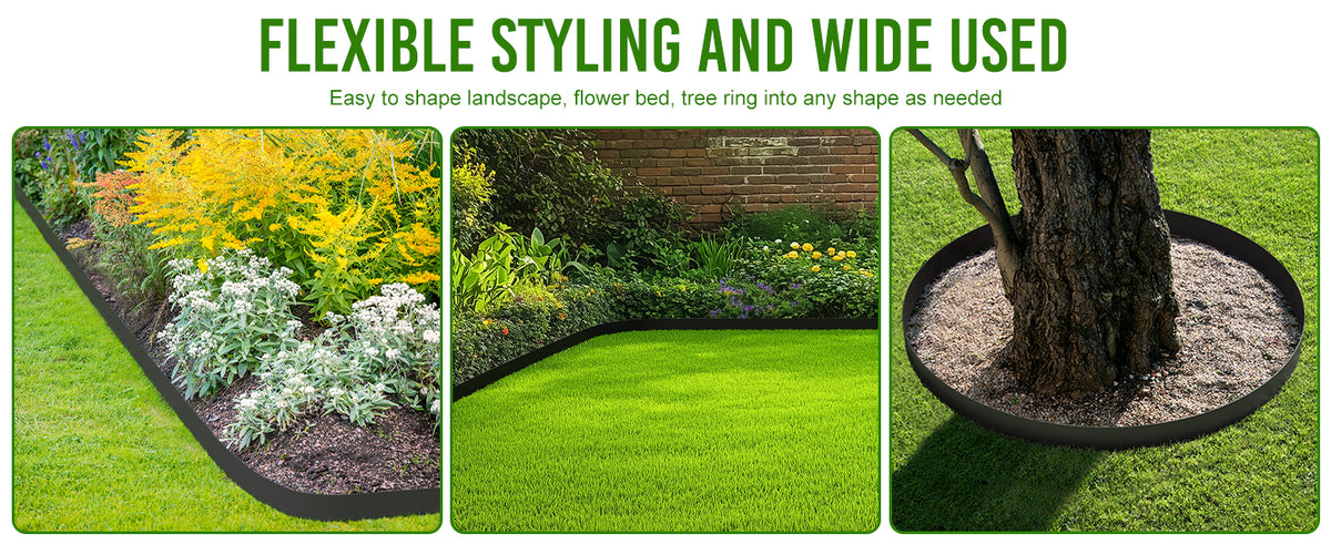 4-Inch Landscape Edging with Metal Spikes, Black